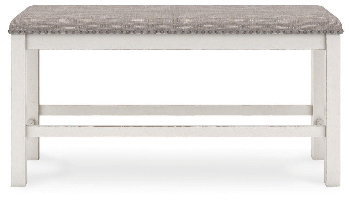 Robbinsdale Antique White 49" Counter Height Dining Bench by Ashley at Eve Furniture