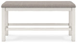 Robbinsdale Antique White 49" Counter Height Dining Bench by Ashley at Eve Furniture