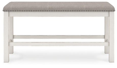 Robbinsdale Antique White 49" Counter Height Dining Bench by Ashley at Eve Furniture