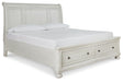 Robbinsdale Antique White California King Sleigh Storage Platform Bed by Ashley at Eve Furniture