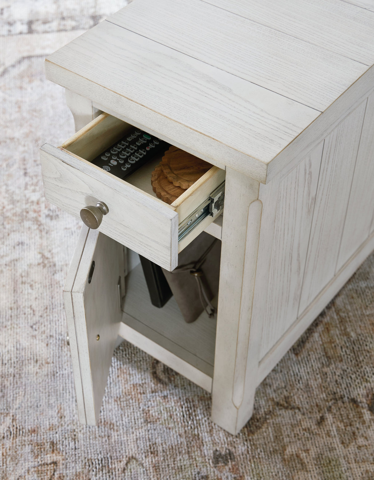 Robbinsdale Antique White Chairside End Table by ASHLEY FURNITURE at Eve Furniture