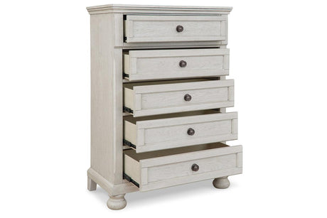 Robbinsdale Antique White Chest of Drawers by Ashley at Eve Furniture
