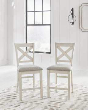 Robbinsdale Antique White Counter Height Barstool, Set of 2 by Ashley at Eve Furniture