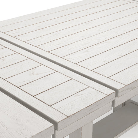 Robbinsdale Antique White Counter Height Dining Table and 6 Barstools and Bench by Ashley at Eve Furniture