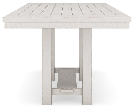 Robbinsdale Antique White Counter Height Dining Table and 8 Barstools by Ashley at Eve Furniture