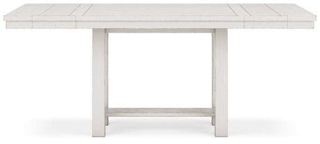 Robbinsdale Antique White Counter Height Dining Table and 8 Barstools by Ashley at Eve Furniture