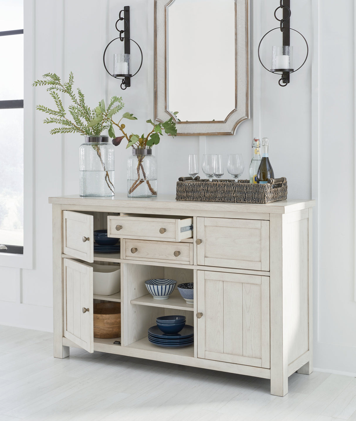 Robbinsdale Antique White Dining Server by Ashley at Eve Furniture