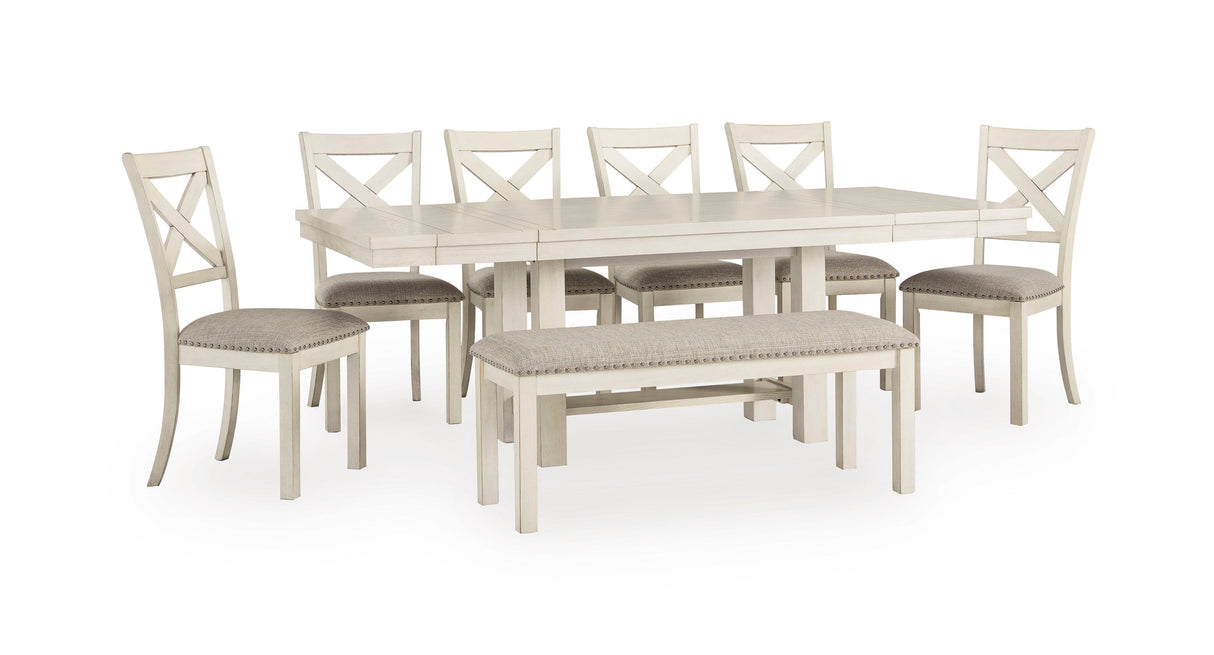 Robbinsdale Antique White Extendable Dining Room Set by Ashley at Eve Furniture
