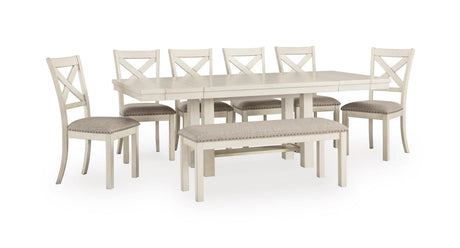 Robbinsdale Antique White Extendable Dining Room Set by Ashley at Eve Furniture