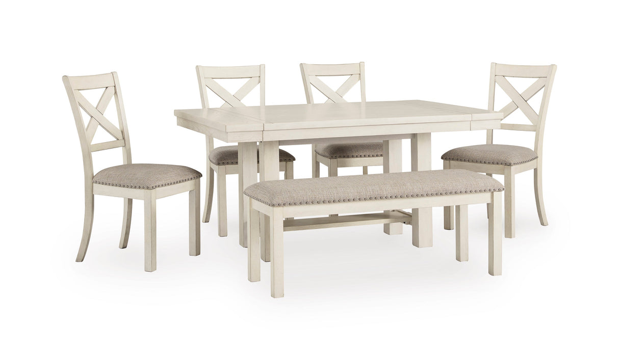 Robbinsdale Antique White Extendable Dining Room Set by Ashley at Eve Furniture