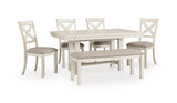 Robbinsdale Antique White Extendable Dining Room Set by Ashley at Eve Furniture