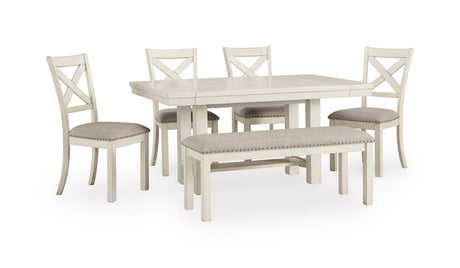 Robbinsdale Antique White Extendable Dining Room Set by Ashley at Eve Furniture