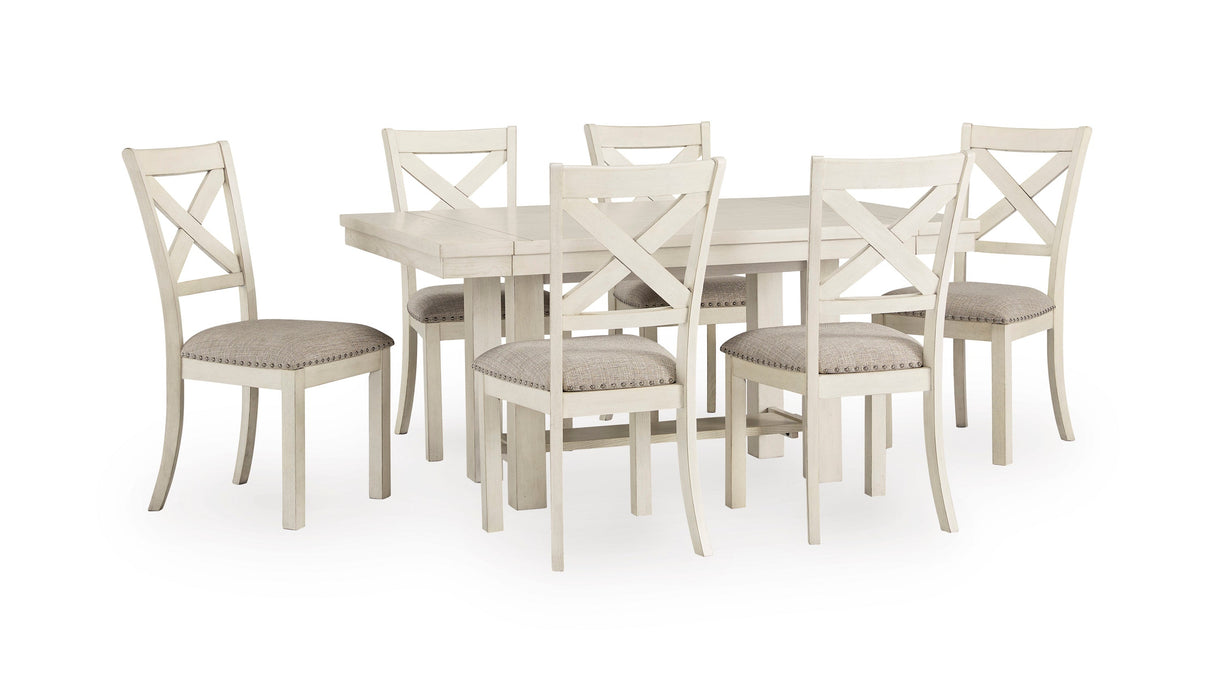 Robbinsdale Antique White Extendable Dining Room Set by Ashley at Eve Furniture