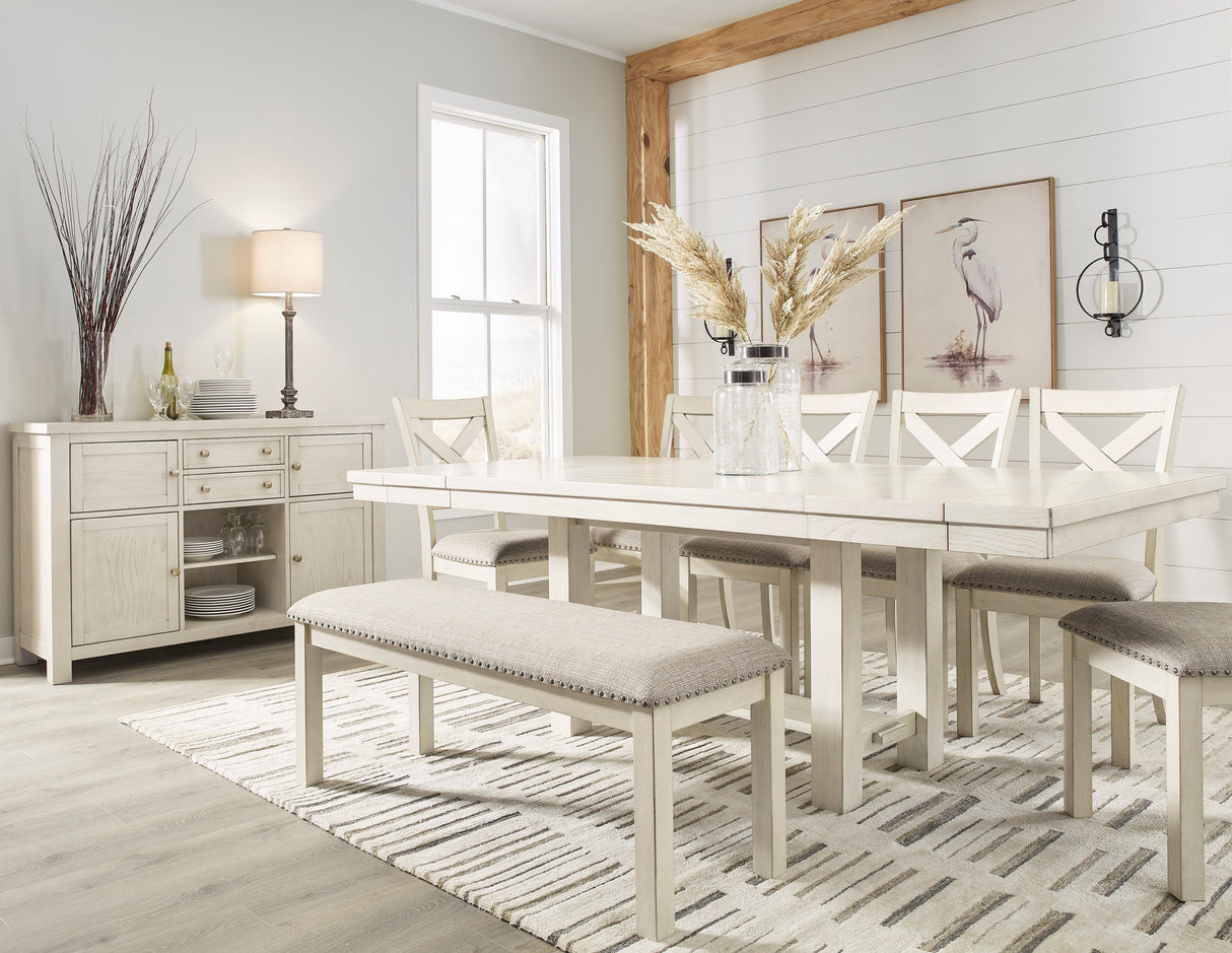 Robbinsdale Antique White Extendable Dining Room Set by Ashley at Eve Furniture