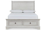 Robbinsdale Antique White Full Sleigh Storage Platform Bed by Ashley at Eve Furniture