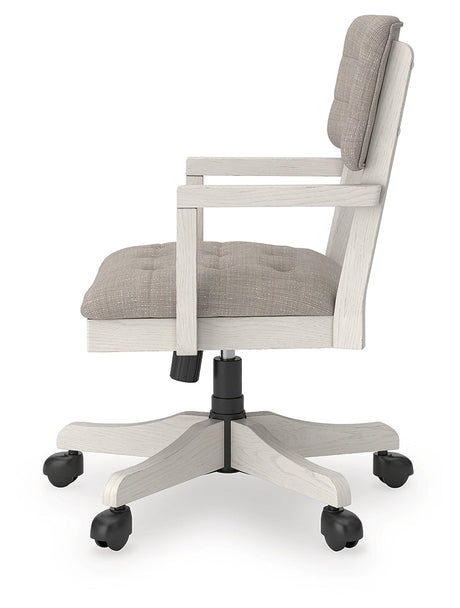 Robbinsdale Antique White Home Office Desk Chair by Ashley at Eve Furniture