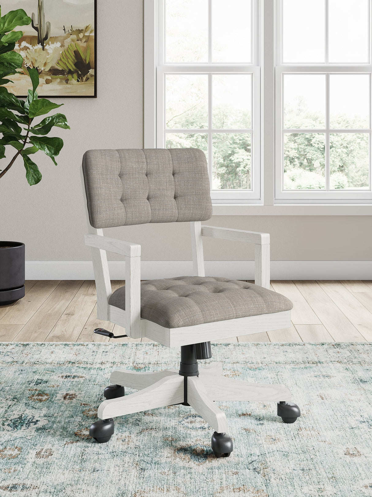 Robbinsdale Antique White Home Office Desk Chair by Ashley at Eve Furniture