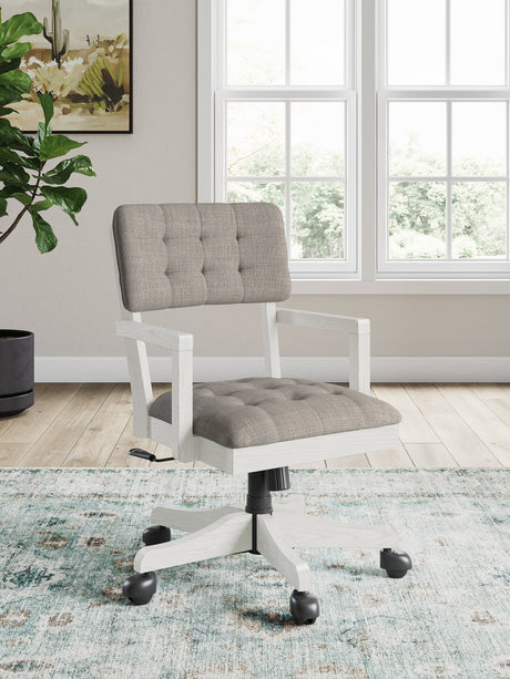 Robbinsdale Antique White Home Office Desk Chair by Ashley at Eve Furniture