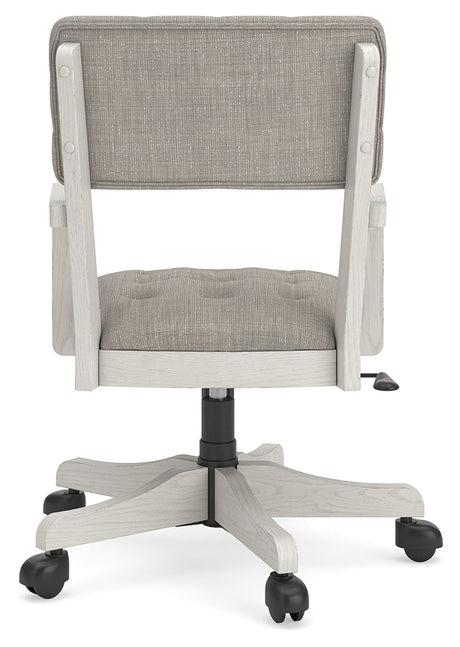 Robbinsdale Antique White Home Office Desk Chair by Ashley at Eve Furniture