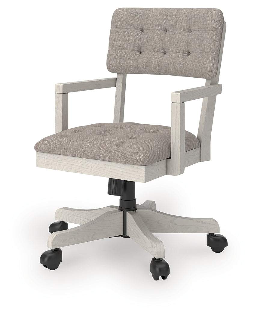 Robbinsdale Antique White Home Office Desk Chair by Ashley at Eve Furniture