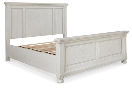 Robbinsdale Antique White King Panel Bed by Ashley at Eve Furniture