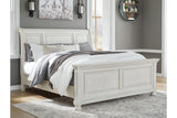Robbinsdale Antique White King Sleigh Bed by Ashley at Eve Furniture