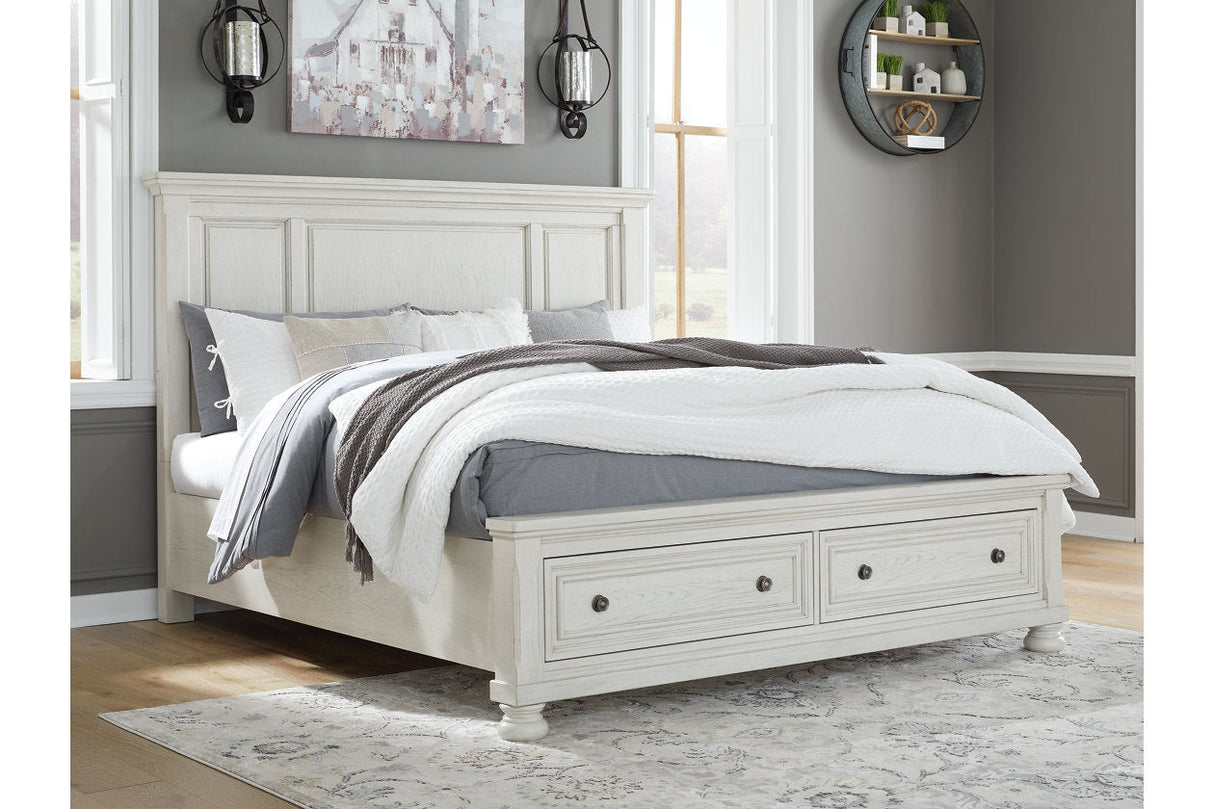 Robbinsdale Antique White King Storage Platform Bed by Ashley at Eve Furniture