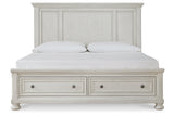 Robbinsdale Antique White King Storage Platform Bed by Ashley at Eve Furniture