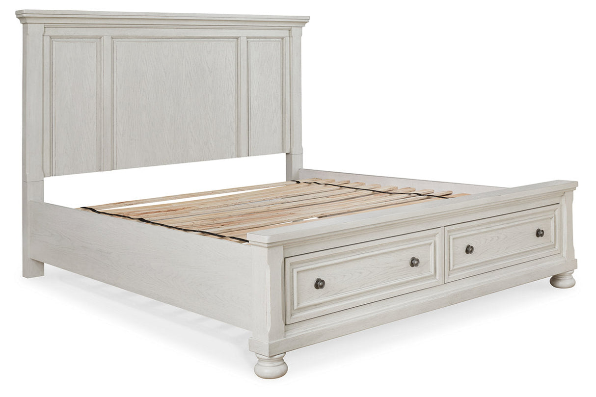 Robbinsdale Antique White King Storage Platform Bed by Ashley at Eve Furniture