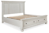 Robbinsdale Antique White King Storage Platform Bed by Ashley at Eve Furniture
