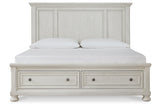 Robbinsdale Antique White King Storage Platform Bed by Ashley at Eve Furniture