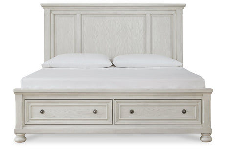 Robbinsdale Antique White King Storage Platform Bed by Ashley at Eve Furniture