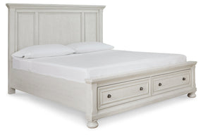 Robbinsdale Antique White King Storage Platform Bed by Ashley at Eve Furniture