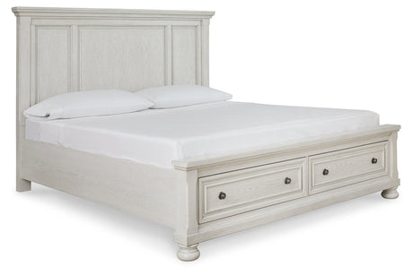 Robbinsdale Antique White King Storage Platform Bed by Ashley at Eve Furniture