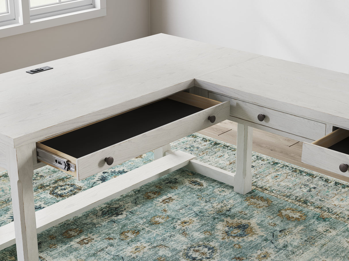 Robbinsdale Antique White L-Shaped Home Office Desk by Ashley at Eve Furniture
