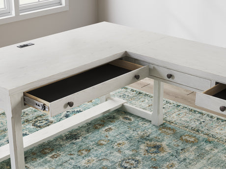 Robbinsdale Antique White L-Shaped Home Office Desk by Ashley at Eve Furniture