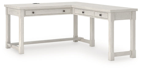 Robbinsdale Antique White L-Shaped Home Office Desk by Ashley at Eve Furniture