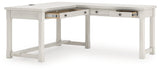Robbinsdale Antique White L-Shaped Home Office Desk by Ashley at Eve Furniture