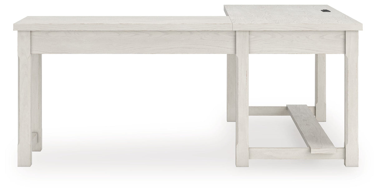 Robbinsdale Antique White L-Shaped Home Office Desk by Ashley at Eve Furniture