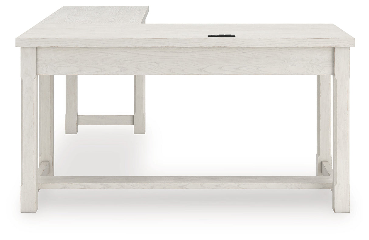 Robbinsdale Antique White L-Shaped Home Office Desk by Ashley at Eve Furniture