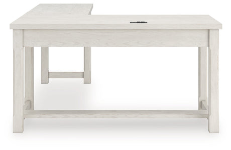 Robbinsdale Antique White L-Shaped Home Office Desk by Ashley at Eve Furniture