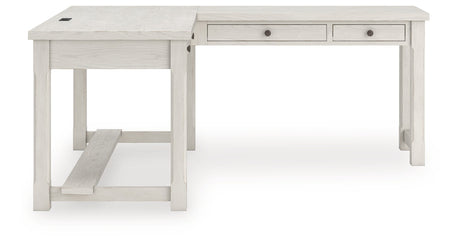 Robbinsdale Antique White L-Shaped Home Office Desk by Ashley at Eve Furniture