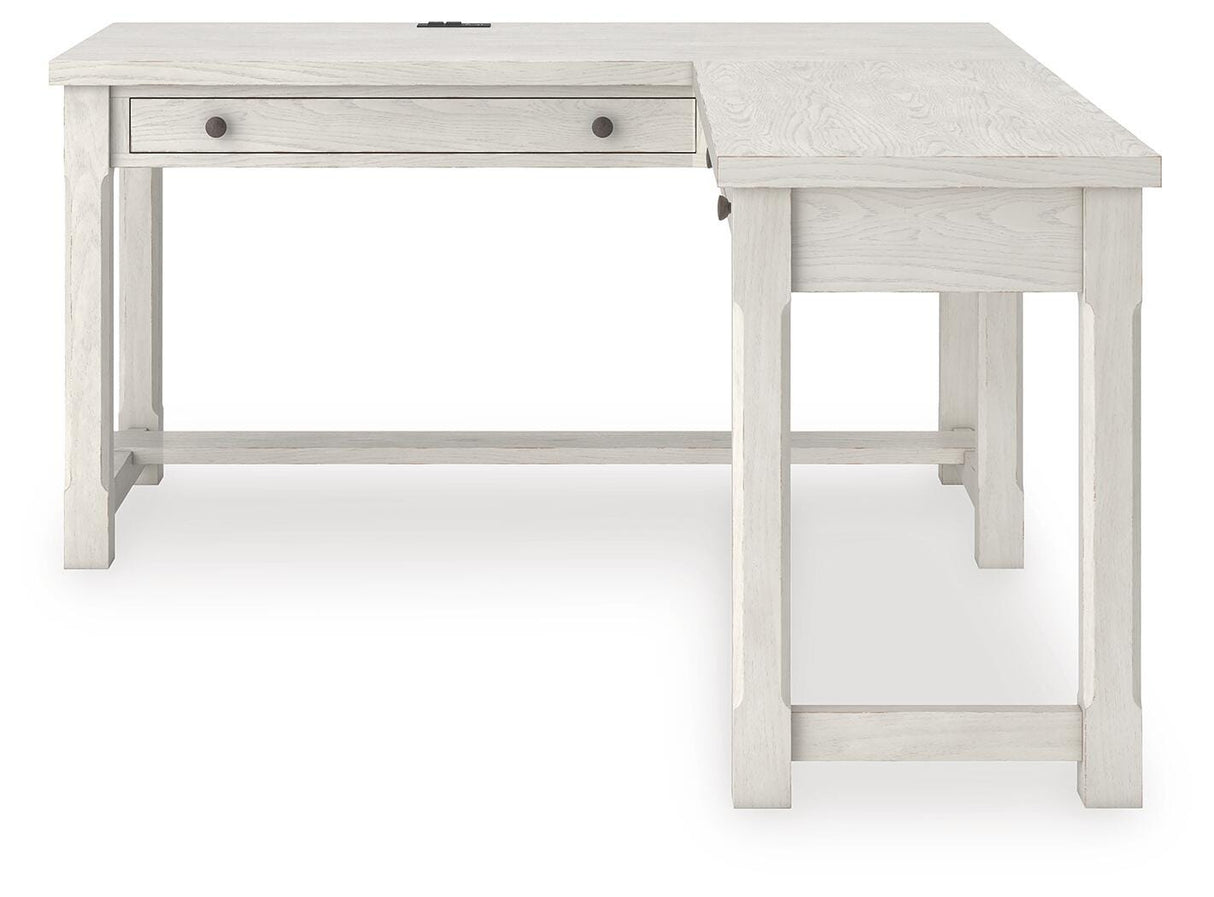 Robbinsdale Antique White L-Shaped Home Office Desk by Ashley at Eve Furniture
