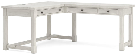 Robbinsdale Antique White L-Shaped Home Office Desk by Ashley at Eve Furniture