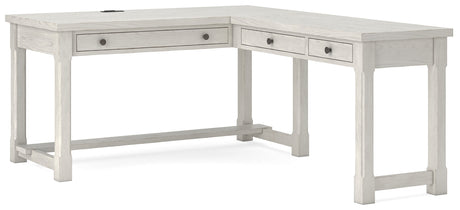 Robbinsdale Antique White L-Shaped Home Office Desk by Ashley at Eve Furniture