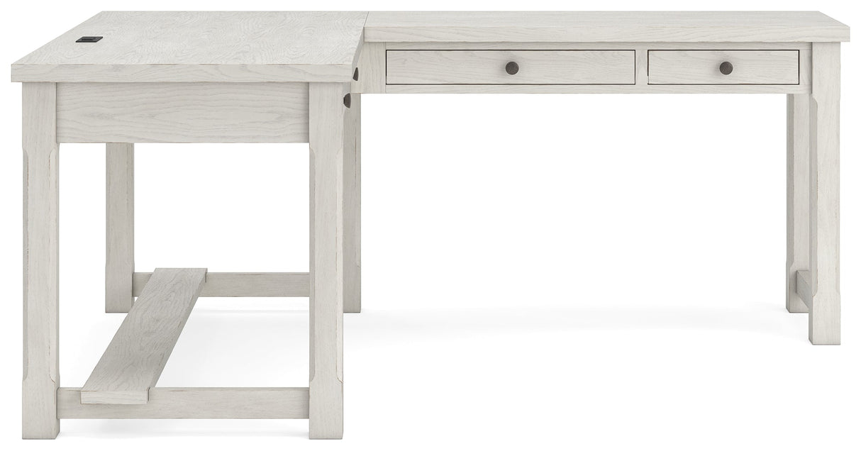 Robbinsdale Antique White L-Shaped Home Office Desk by Ashley at Eve Furniture