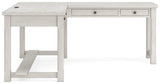 Robbinsdale Antique White L-Shaped Home Office Desk by Ashley at Eve Furniture