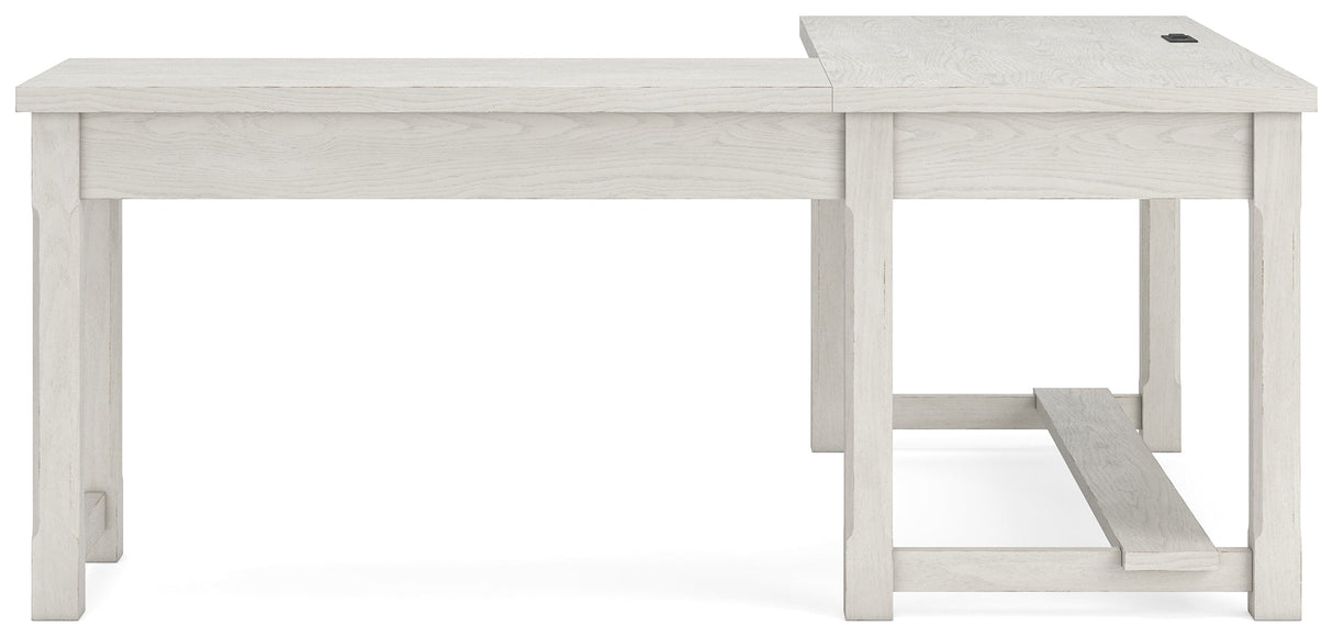 Robbinsdale Antique White L-Shaped Home Office Desk by Ashley at Eve Furniture