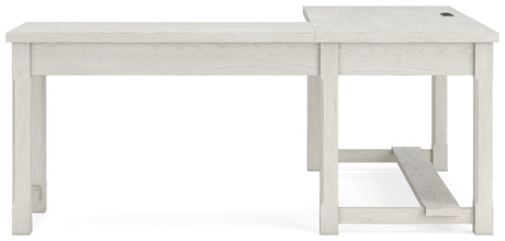 Robbinsdale Antique White L-Shaped Home Office Desk by Ashley at Eve Furniture