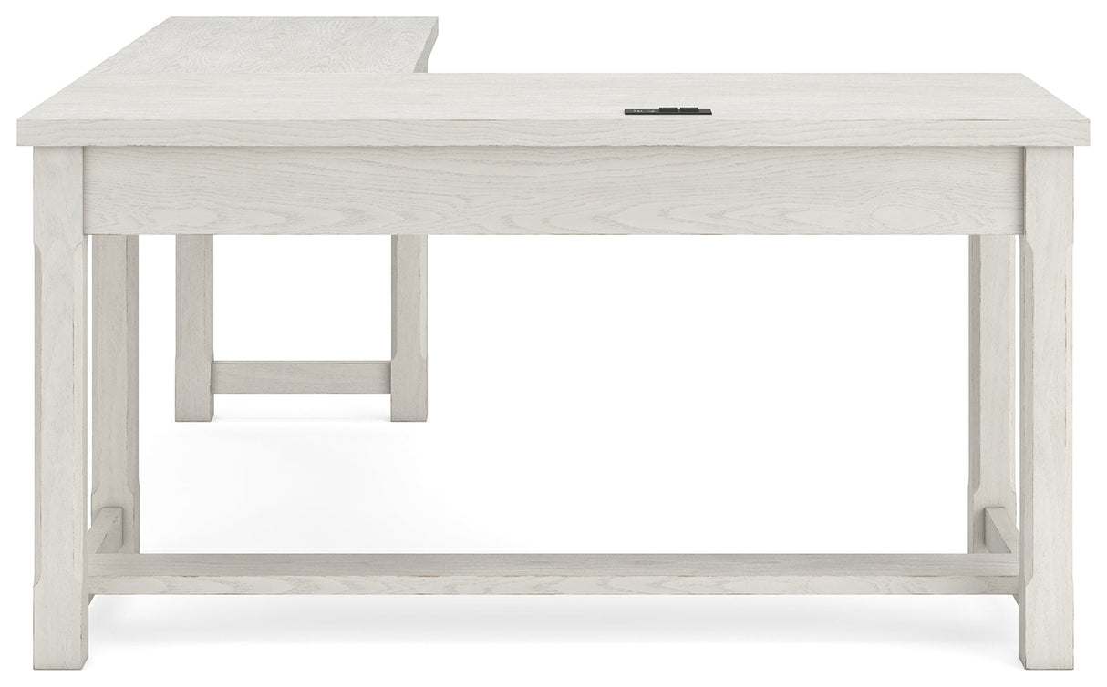 Robbinsdale Antique White L-Shaped Home Office Desk by Ashley at Eve Furniture
